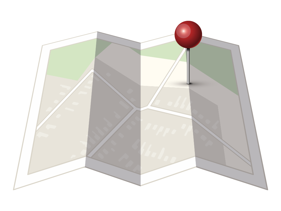 Illustration einer Landkarte mit Pinnnadel