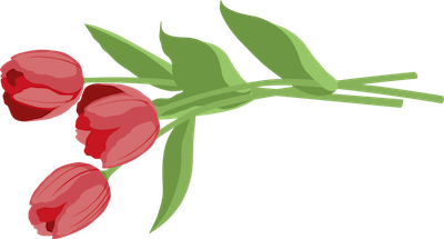 Illustration von drei Schnittblumen